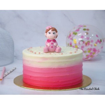 Ombre Pink Cake + Baby Girl toy (Expedited, SELF ASSEMBLE series)