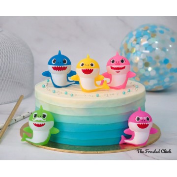 Ombre Blue Cake + Baby Shark toy set (Expedited, SELF ASSEMBLE series)
