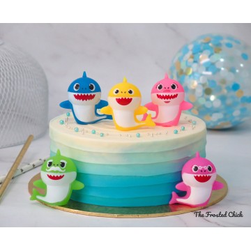 Ombre Blue Cake + Baby Shark toy set (Expedited, SELF ASSEMBLE series)