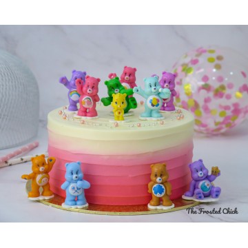 Ombre Pink Cake + Care Bears toy set (Expedited, SELF ASSEMBLE series)