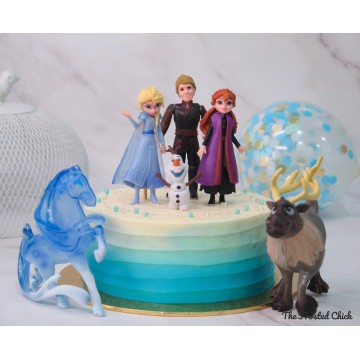 Ombre Blue Cake + Frozen 2 toy set (Expedited, SELF ASSEMBLE series)