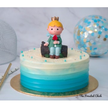 Ombre Blue Cake + Little Prince toy (Expedited, SELF ASSEMBLE series)