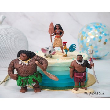 Ombre Blue Cake + Moana toy set (Expedited, SELF ASSEMBLE series)