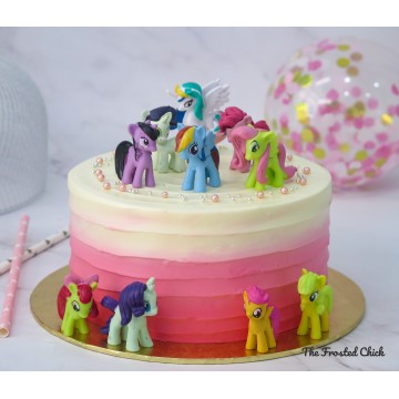 Ombre Pink Cake + My Little Pony toy set (Expedited, SELF ASSEMBLE series)