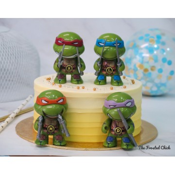 Ombre Yellow Cake + Ninja Turtle toy set (Expedited, SELF ASSEMBLE series)