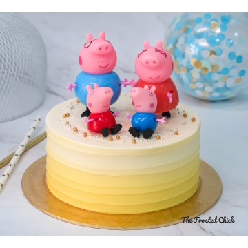 Ombre Yellow Cake + Peppa Pig toy set (Expedited, SELF ASSEMBLE series)