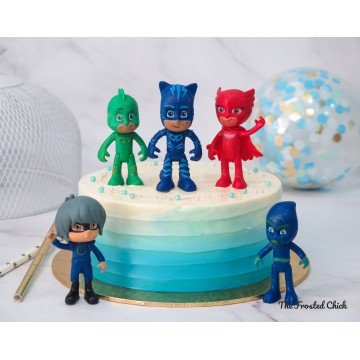 Ombre Blue Cake + PJ Masks toy set (Expedited, SELF ASSEMBLE series)