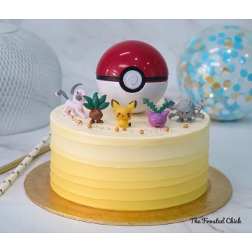 Ombre Yellow Cake + Pokemon toy set (Expedited, SELF ASSEMBLE series)