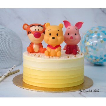Ombre Yellow Cake + Pooh Tigger Piglet toy set (Expedited, SELF ASSEMBLE series)