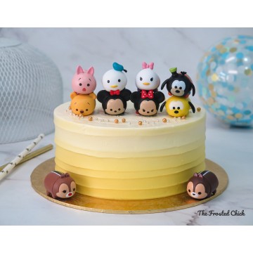 Ombre Yellow Cake + Tsum Tsum toy set (Expedited, SELF ASSEMBLE series)