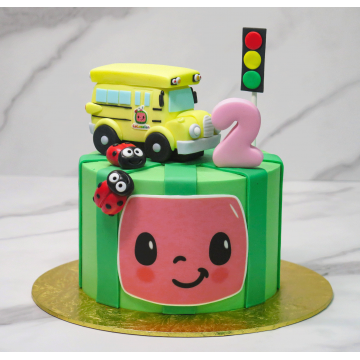 CoComelon School Bus Inspired Cake