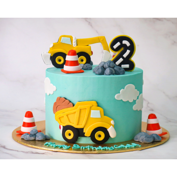 Excavator & Dump Truck Construction Cake