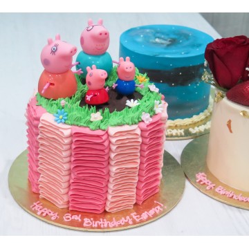 Peppa Pig Inspired Ruffles Cake (Expedited)