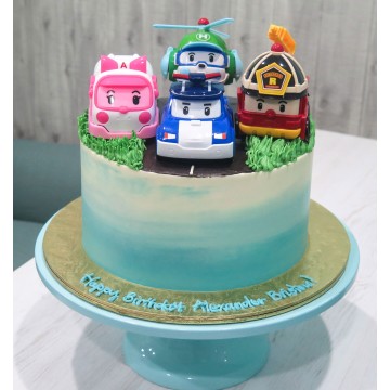 Robocar Poli Inspired Ombre Cake