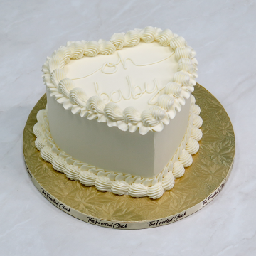 White Heart Gender Reveal Cake